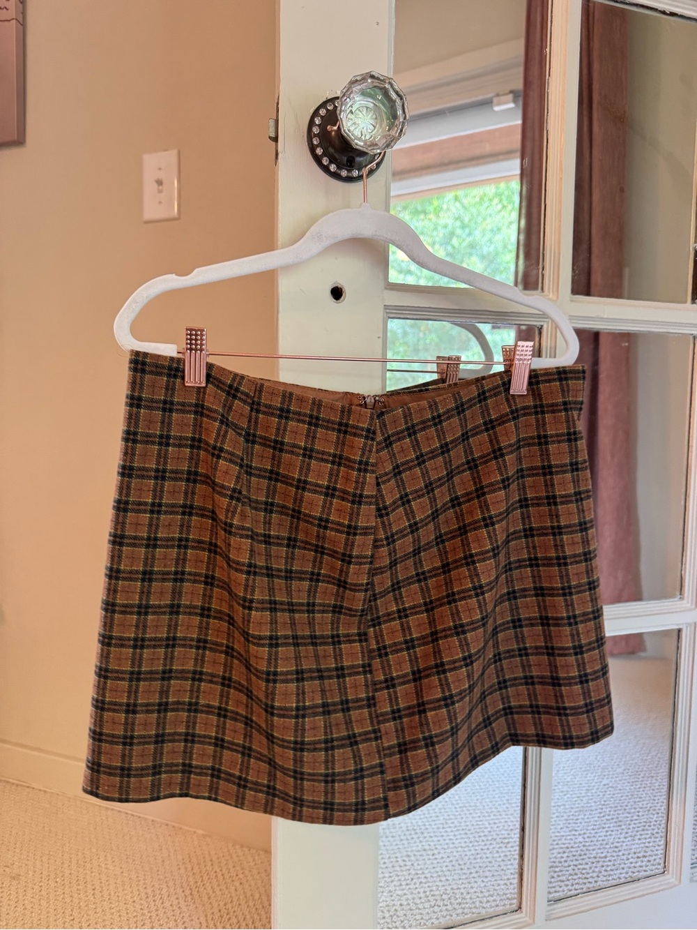 Plaid Mini Skirt in Brown